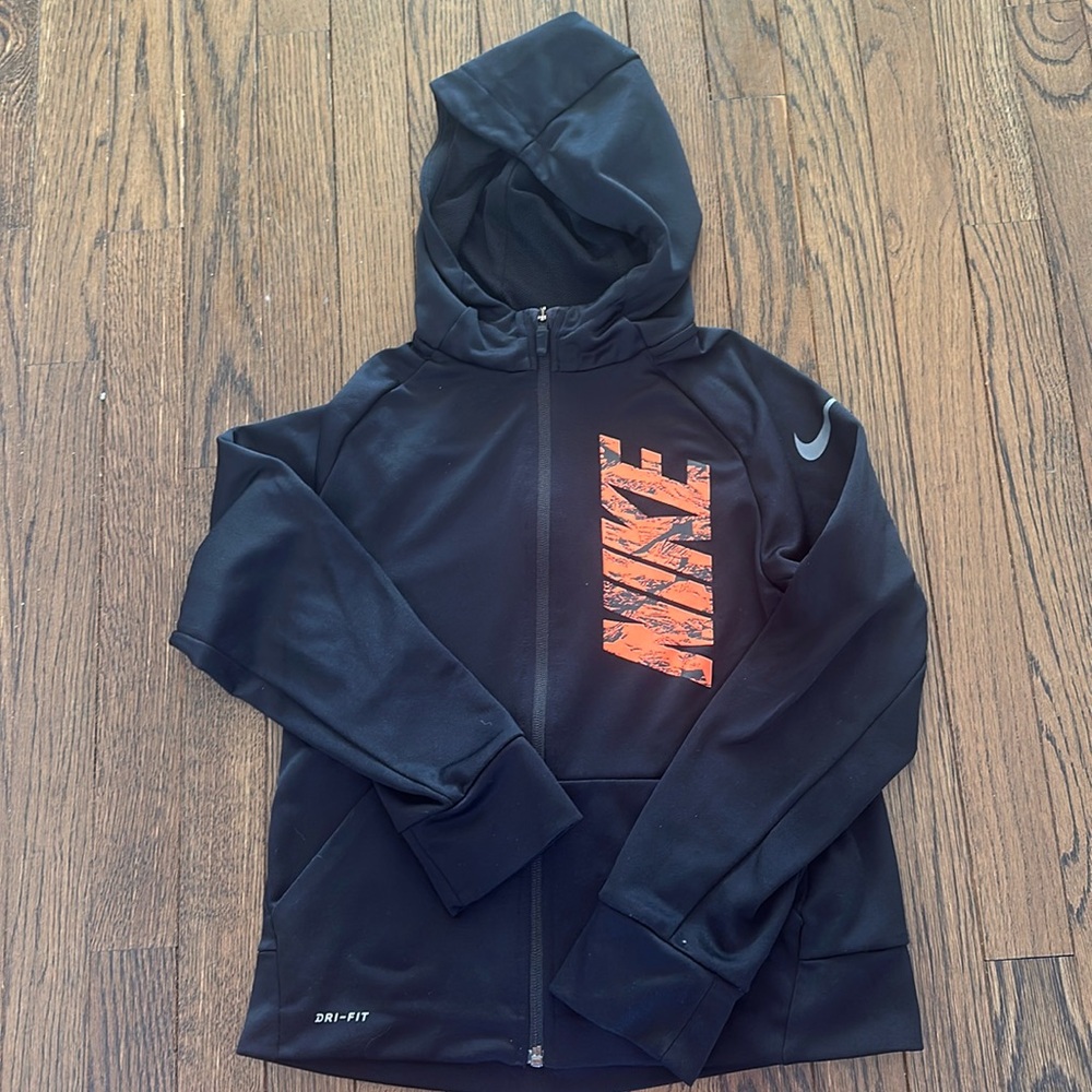 Orange Nike Logo zip Hoodie